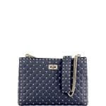 Valentino Dark Blue Rockstud Spike Shoulder Tote Bag