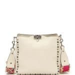 Valentino Ivory Guitar Rockstud Rolling Noir Small Hobo Bag