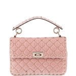 Valentino Light Pink Velvet Rockstud Spike Medium Shoulder Bag