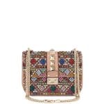 Valentino Multicolor Beaded Lock Flap Small Bag