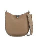 Valentino Nude Rolling Rockstud Medium Hobo Bag