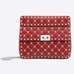 Valentino Red Free Rockstud Spike Medium Chain Bag