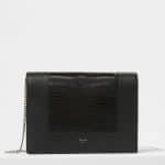 Celine Black Lizard/Smooth Lambskin Frame Evening Clutch on Chain Bag