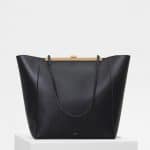 Celine Black Smooth Calfskin Cabas Clasp Bag