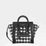 Celine Black/White Vichy Fabric Nano Luggage Bag