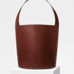 Celine Dark Brown Satinated Natural Calfskin Large Studs Bucket Bag