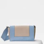 Celine Medium Blue/Light Taupe Shiny Smooth Calfskin Medium Frame Bag