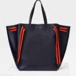 Celine Navy Blue Calfskin with Wool Belt Large Cabas Phantom Bag