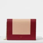 Celine Ruby/Nude Smooth Lambskin Frame Evening Clutch on Chain Bag
