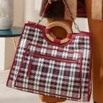 Fendi Red/White/Blue Woven Plaid Runaway Tote Bag - Pre-Fall 2018