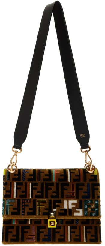 Fendi Velvet Zucca Embroidery Kan I Bag