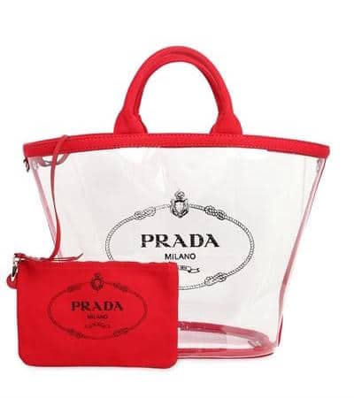 Prada Logo Print PVC Tote Bag