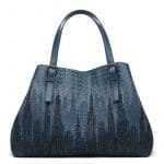 Bottega Veneta Blue Intrecciato Midnight Cesta Tote Bag