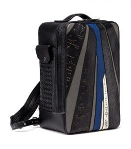 Bottega Veneta Grey/Black/Blue Intrecciato Prospect Brick Backpack Bag