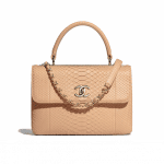 Chanel Beige Python Trendy CC Small Top Handle Bag