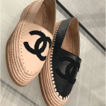 Chanel Beige and Black Lambskin/Grosgrain Espadrilles