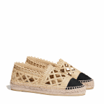 Chanel Beige/Black Fabric/Grosgrain Perforated Espadrilles