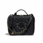 Chanel Black CC Filigree Large Vanity Case Bag