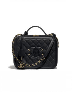 Chanel Black CC Filigree Large Vanity Case Bag