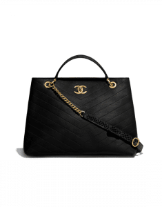 Chanel Black Calfskin/Elaphe Chevron Chic Large Shopping Bag