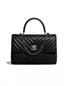 Chanel Black Chevron Trendy CC Medium Top Handle Bag