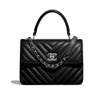 Chanel Black Chevron Trendy CC Small Top Handle Bag