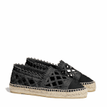 Chanel Black Fabric/Grosgrain Perforated Espadrilles