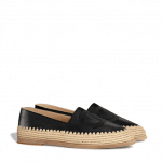 Chanel Black Lambskin/Grosgrain Espadrilles