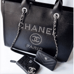 Chanel Black Studded Calfskin Deauville Medium Shopping Bag 2