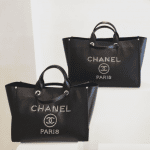 Chanel Black Studded Calfskin Deauville Medium and Large Shopping Bags