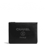 Chanel Black Studded Calfskin Deauville Pouch Bag