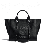 Chanel Black Studded Calfskin Deauville Small Shopping Bag