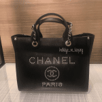 Chanel Black Studded Calfskin Deauville Small Shopping Bag 2