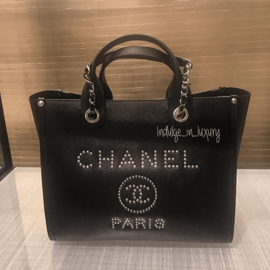 Chanel Small Deauville Shopping Bag Black Canvas and Calfskin