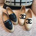 Chanel Black and Beige Lambskin/Grosgrain Espadrilles