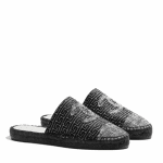 Chanel Black/Silver Tweed Espadrille Slides