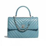 Chanel Blue Chevron Trendy CC Medium Top Handle Bag