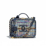 Chanel Blue Multicolor Tweed/Water Snake CC Filigree Medium Vanity Case Bag