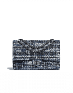 Chanel Blue/Black/Ecru/Silver Tweed 2.55 Reissue Size 226 Bag