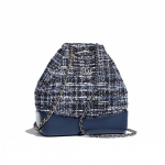 Chanel Blue/Black/Ecru/Silver Tweed/Calfskin Gabrielle Backpack Bag
