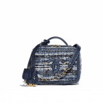 Chanel Blue/Black/Ecru/Silver Tweed/Water Snake CC Filigree Mini Vanity Case Bag