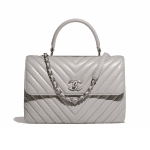 Chanel Gray Chevron Trendy CC Medium Top Handle Bag