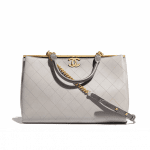 Chanel Gray Lambskin/Lizard Coco Luxe Large Shopping Bag