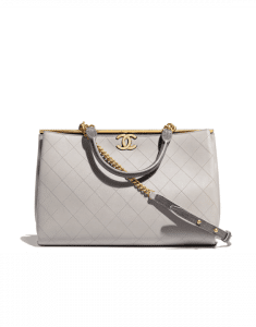 Chanel Gray Lambskin/Lizard Coco Luxe Large Shopping Bag