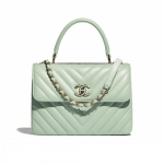Chanel Green Chevron Trendy CC Small Top Handle Bag