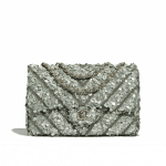 Chanel Green Sequin/Canvas Medium Classic Flap Bag