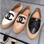 Chanel Ivory / Beige and Black Lambskin/Grosgrain Espadrilles