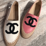 Chanel Ivory and Pink Lambskin/Grosgrain Espadrilles