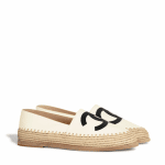 Chanel Ivory/Black Lambskin/Grosgrain Espadrilles