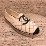 Chanel Light Beige/Black Fabric Biarritz Espadrilles